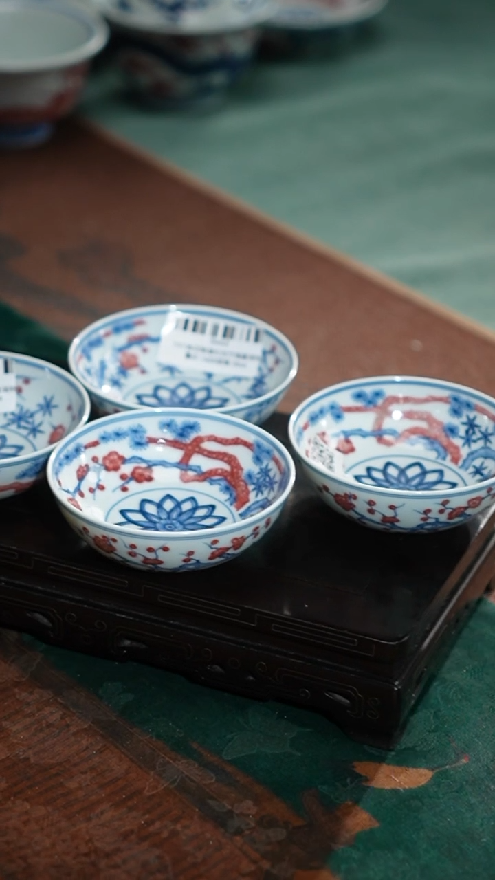 31-4青花釉里红岁寒三友普洱杯（元煦）