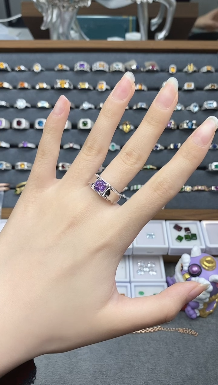银S925镶嵌戒指紫晶11111