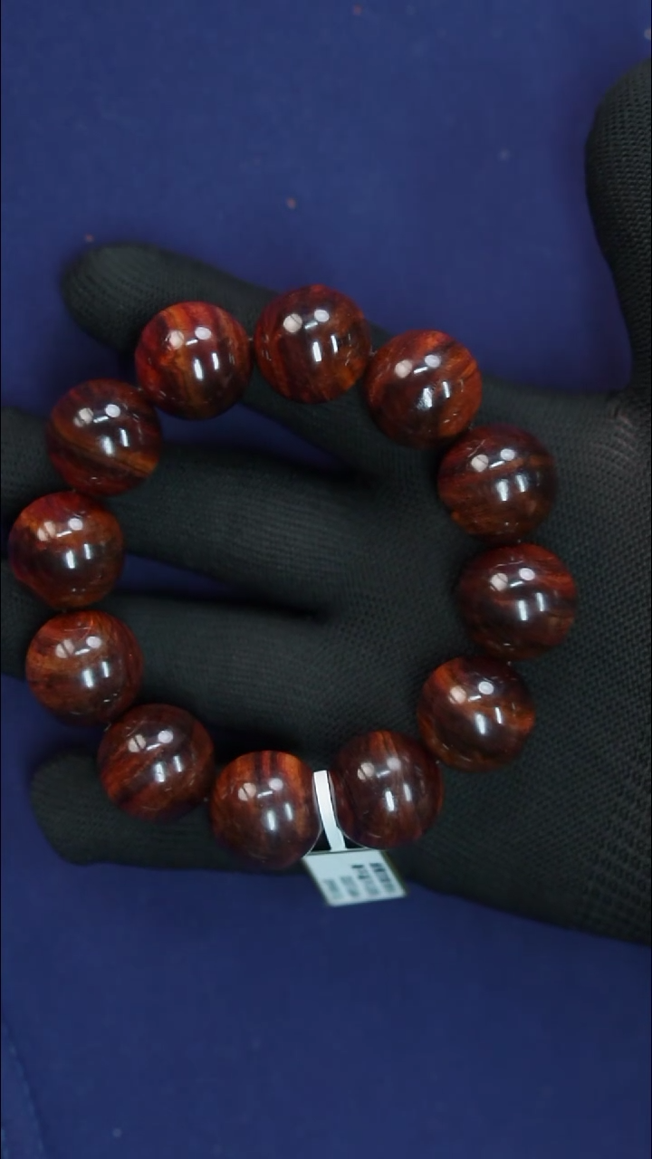 黄花梨/降香黄檀海南黄花梨毛阳料紫红底2.0手串（99）