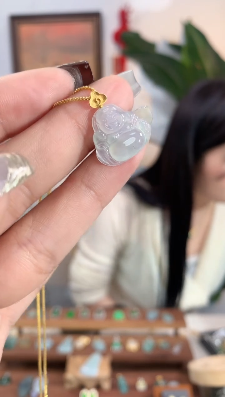 【闪购商品】翡翠吊坠(不含链)18K金镶嵌佛公