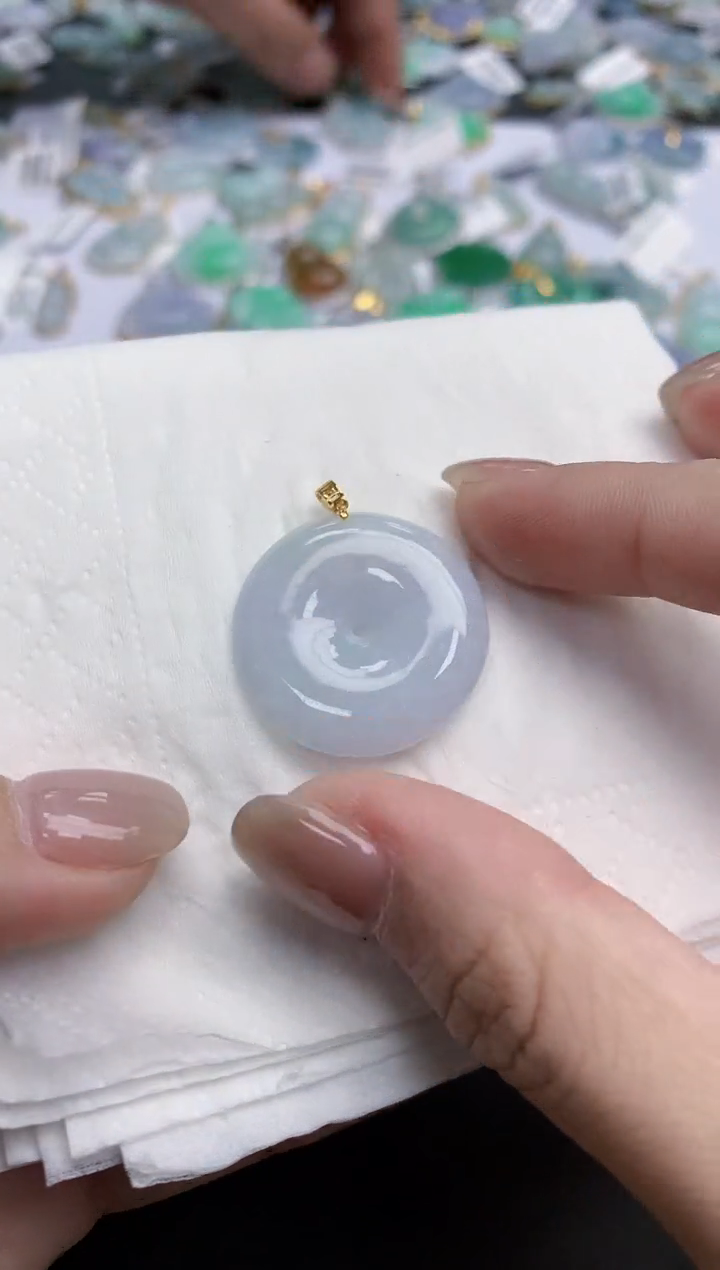 【闪购商品】翡翠颈饰18K金镶嵌天然缅甸翡翠A货