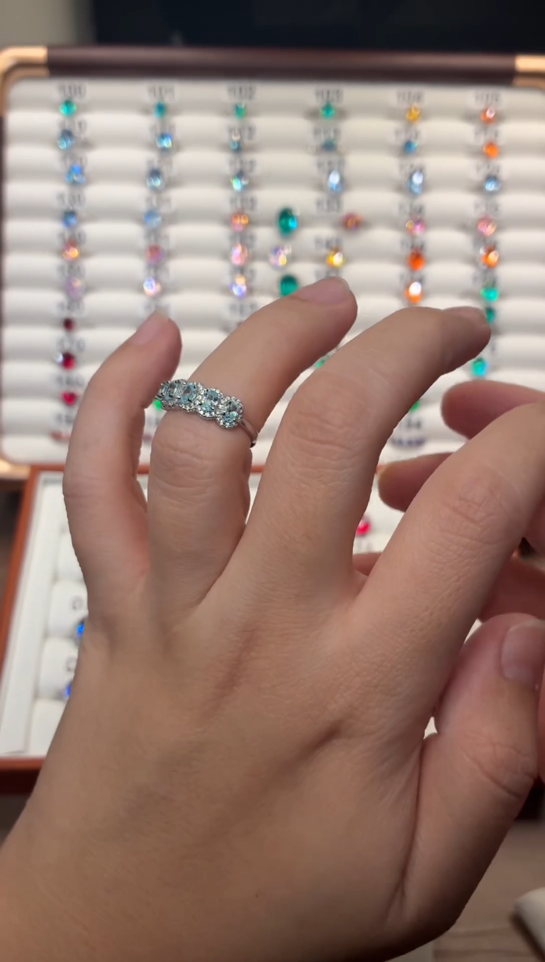 银S925镶嵌戒圈海蓝宝石0125