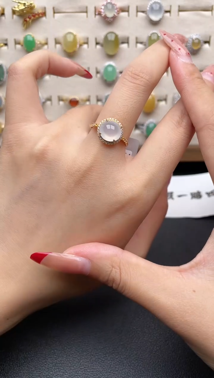 【闪购商品】翡翠戒指银S925镶嵌一物一证一礼盒