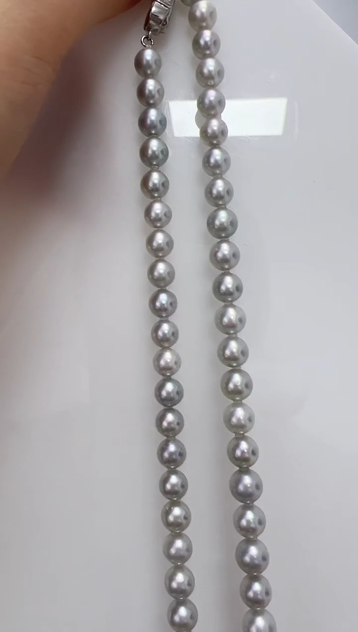 【闪购商品】海水珍珠DA未镶嵌SS160 灰珠串链 7-8