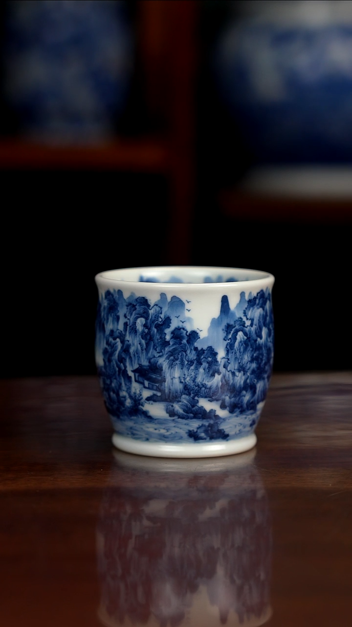 景琳藏青花北派山水江山万里图