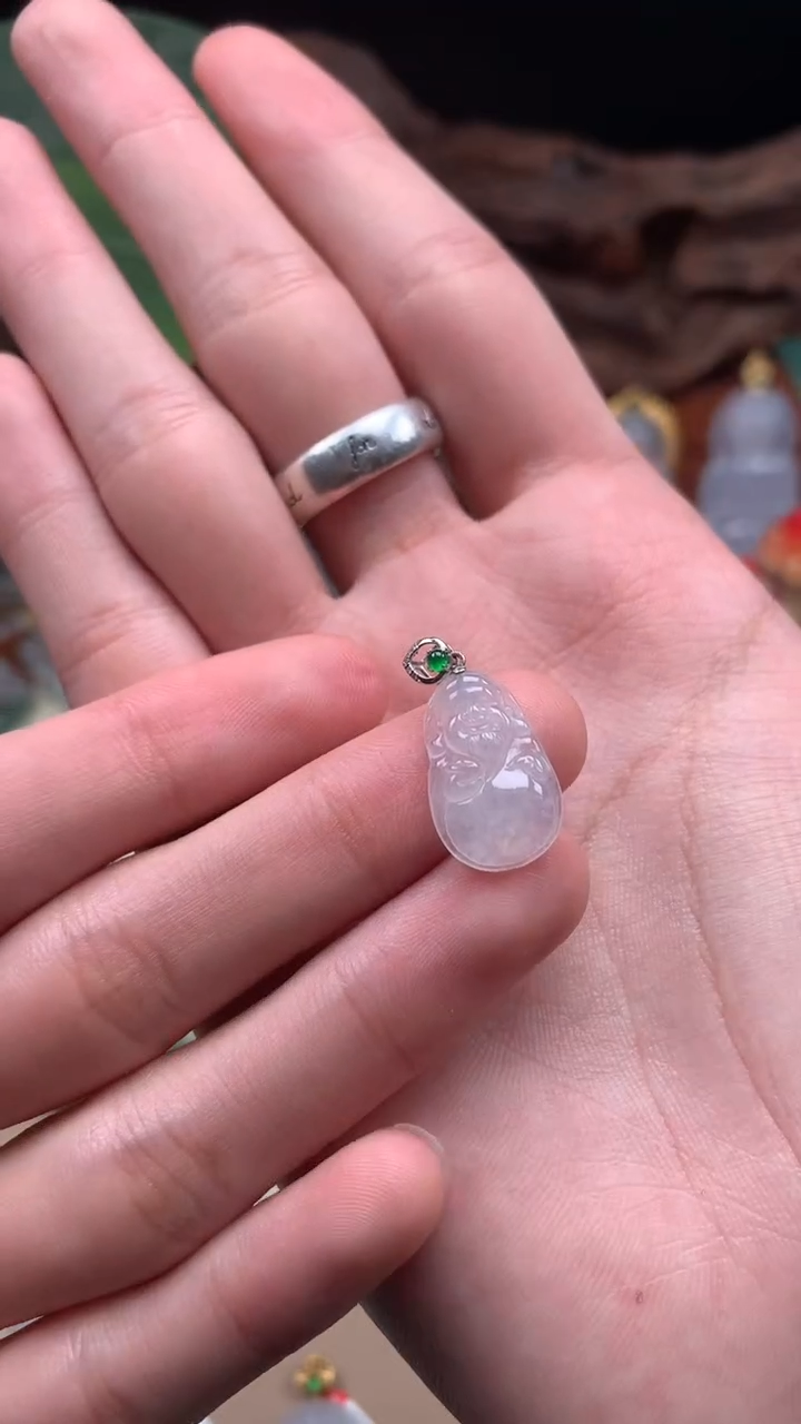 【闪购商品】翡翠吊坠(不含链)18K金镶嵌财爷