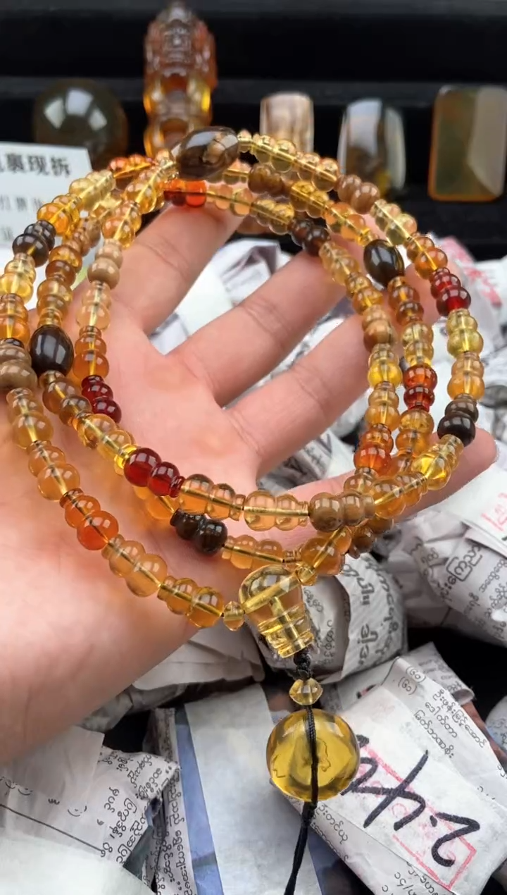 【闪购商品】琥珀手链未镶嵌多宝葫芦珠项链