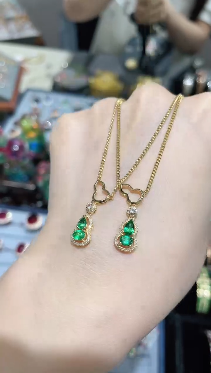 项链18K金镶嵌祖母绿多样性发其一