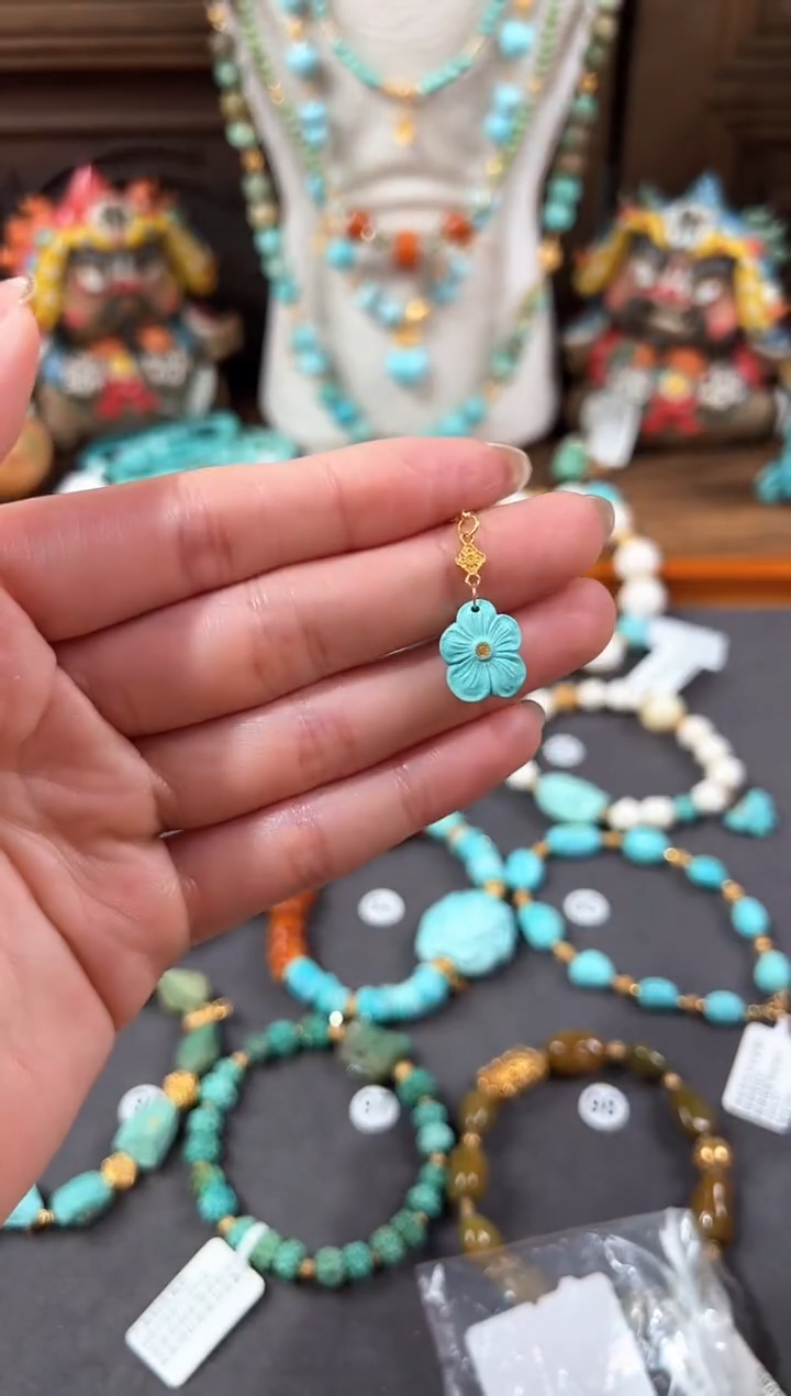 【闪购商品】绿松石提溜18K金镶嵌绿松石提溜