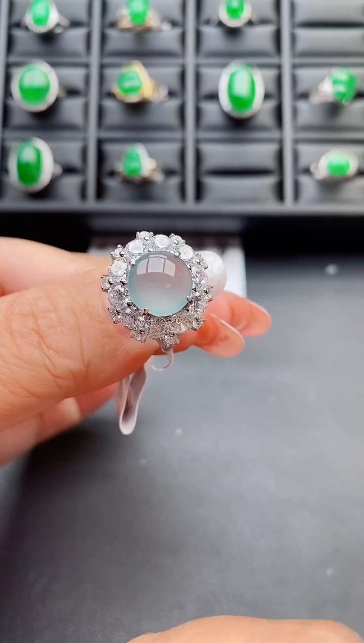 【闪购商品】翡翠戒指银S925镶嵌580080