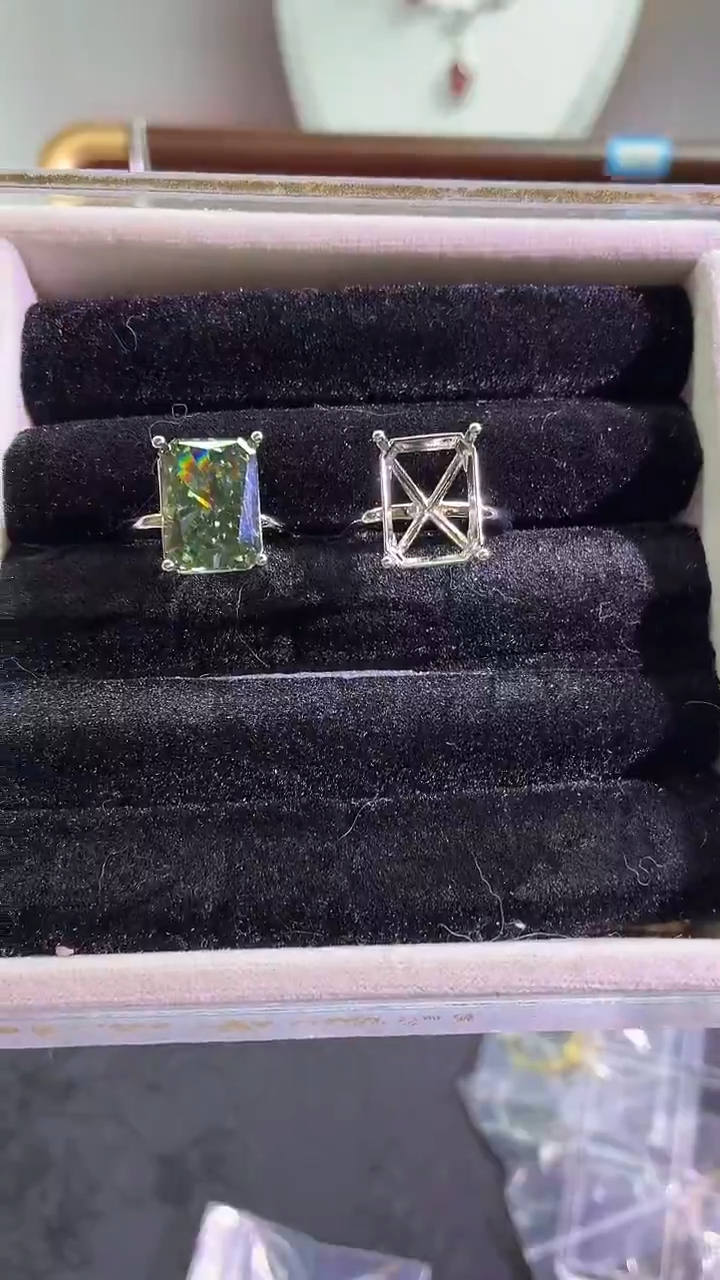 锆石铜合金11号10*14倒角【冰花】戒托