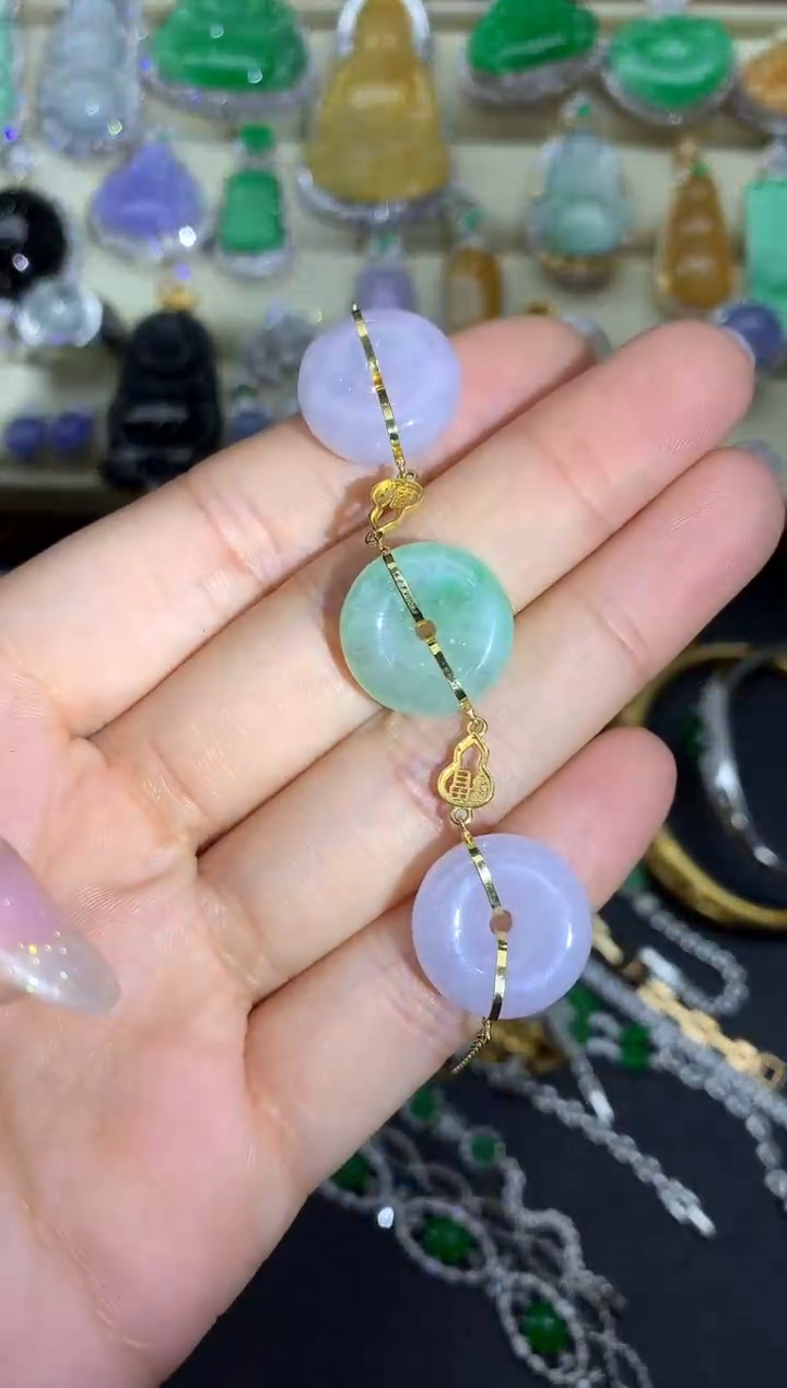 【闪购商品】翡翠手串18K金镶嵌245-中国好珍宝