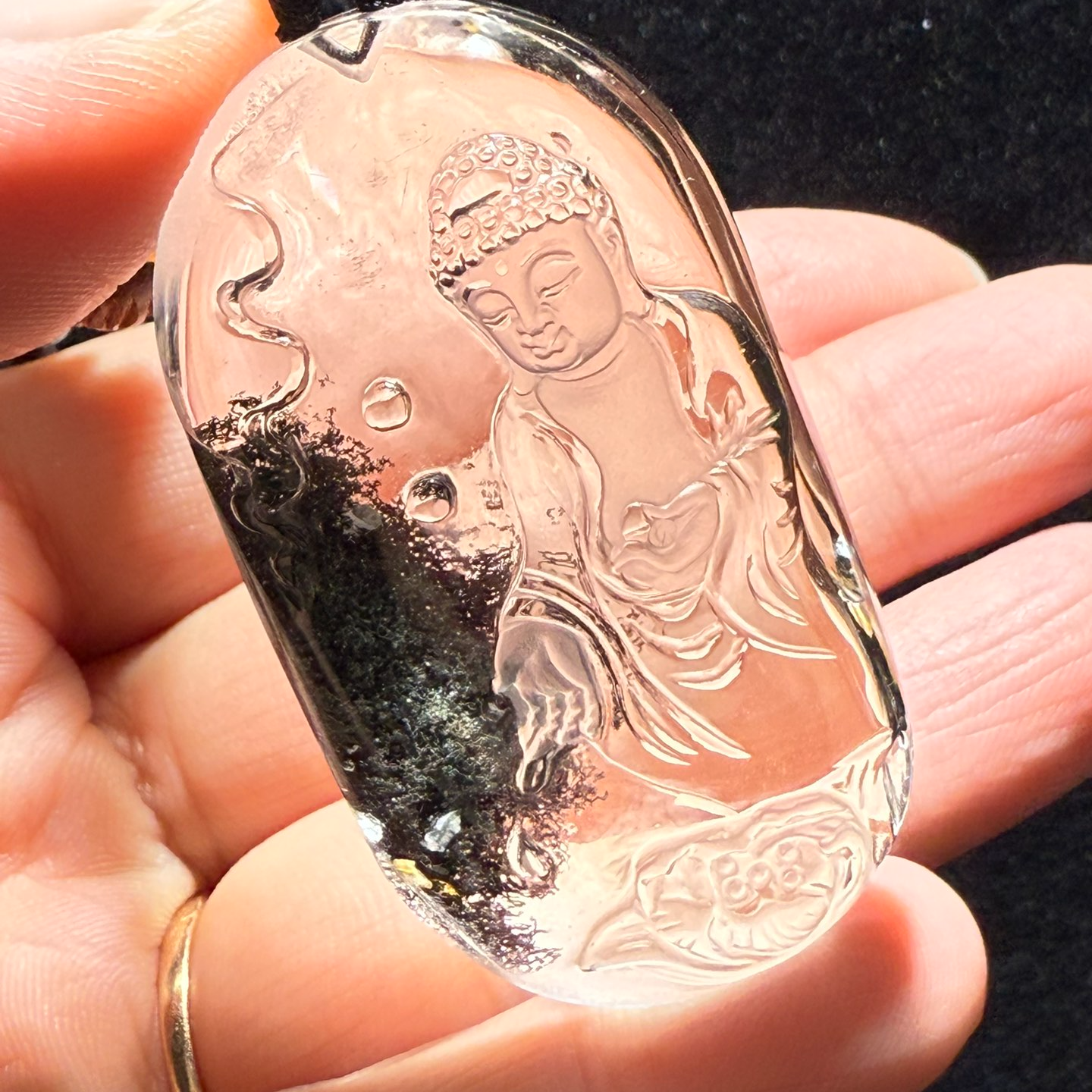 天然水晶释迦牟尼佛吊坠 尺寸规格约：51.5*27.9*14mm