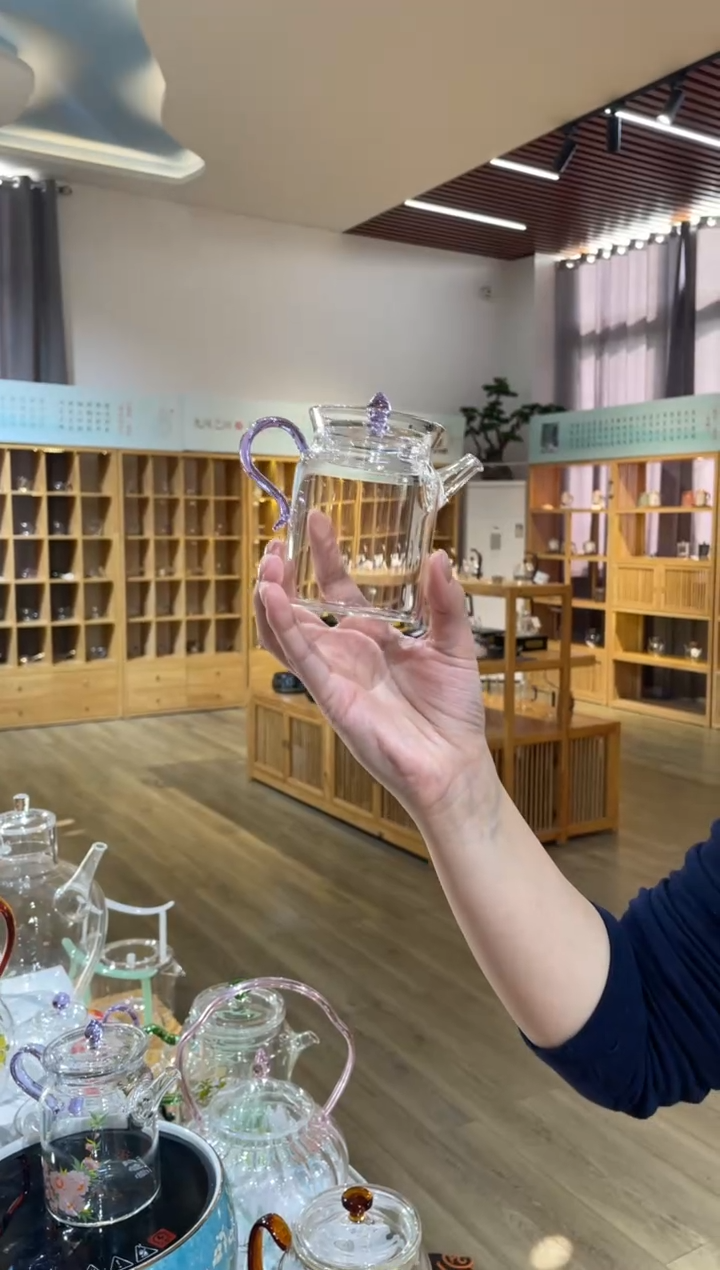 手工艺品玻璃九河小执壶紫把素面