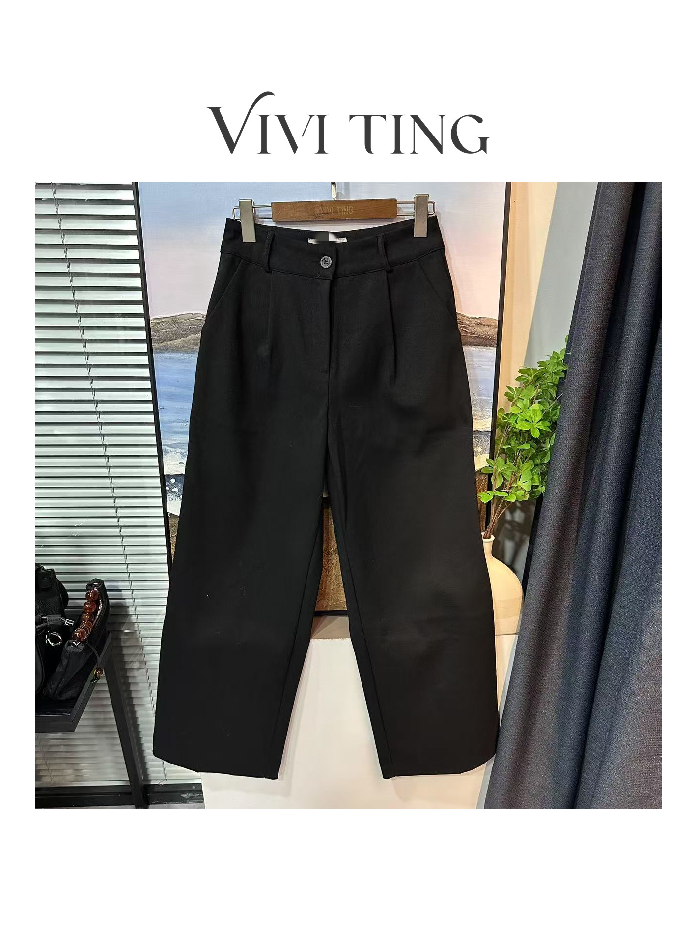 【VIVI·TING】婷姐推荐休闲百搭净版黑色一粒扣休闲裤F556