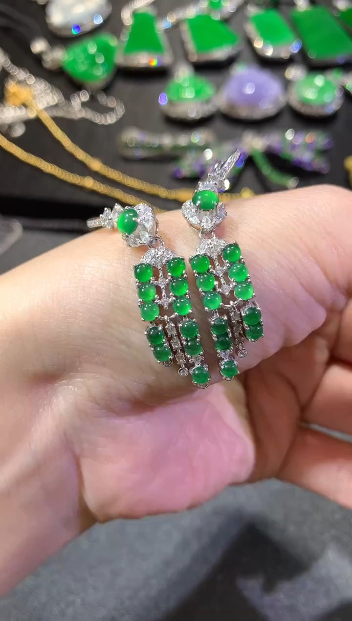 【闪购商品】翡翠耳饰银S925镶嵌235耳饰（多样性发货一件