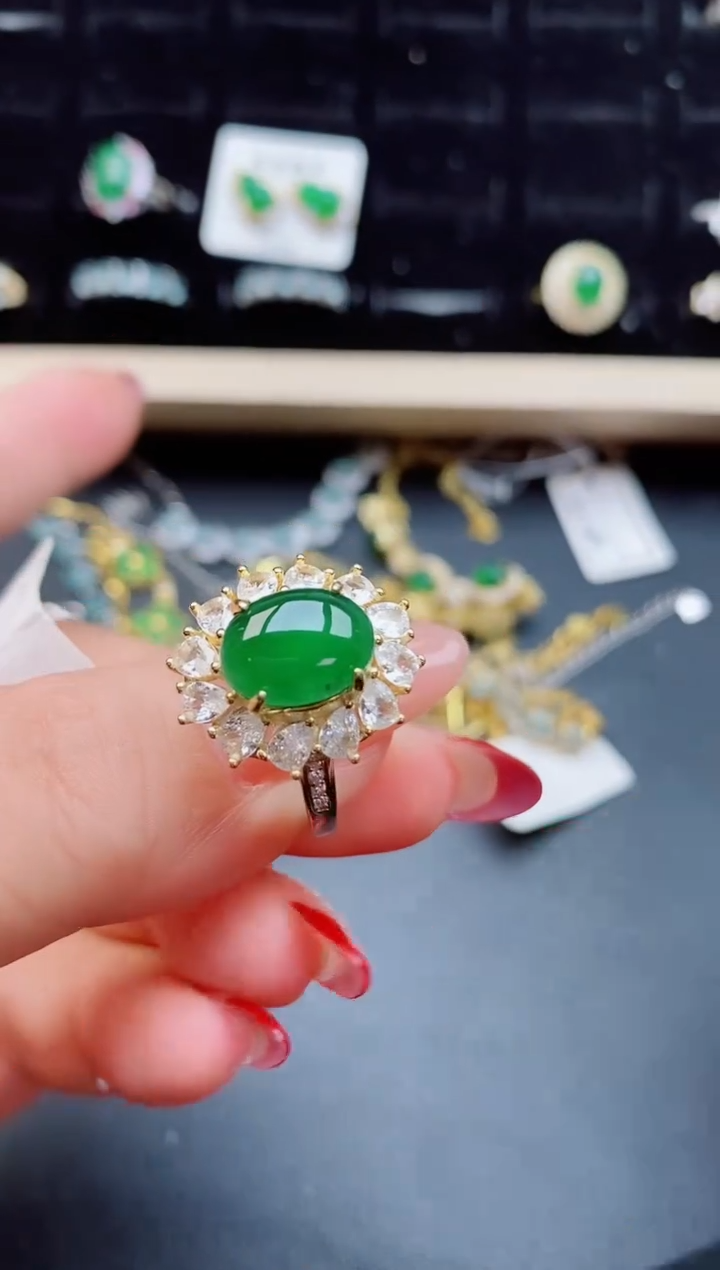 【闪购商品】翡翠戒指银S925镶嵌50800