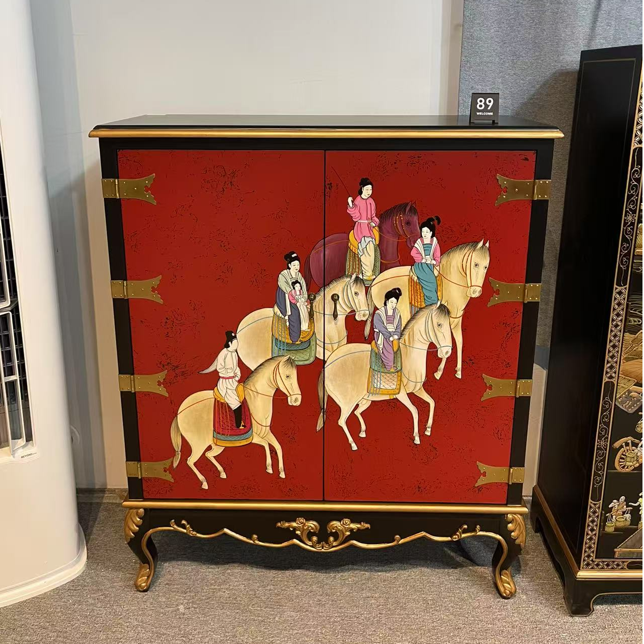 金煌轩100*40*120中式双门鞋柜客厅玄关隔断古典美式双门储物柜