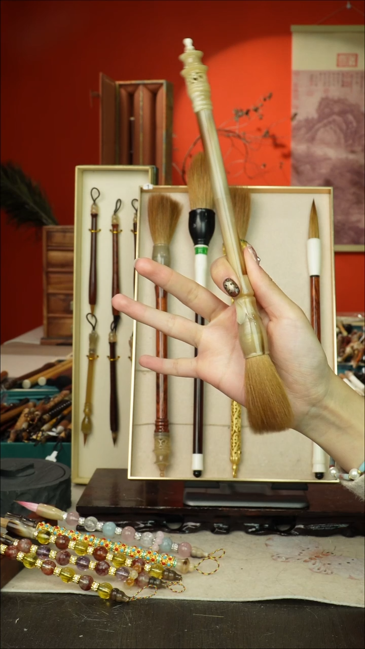 320号闪孤品高货毛笔链接 清水试笔 蘸墨不退