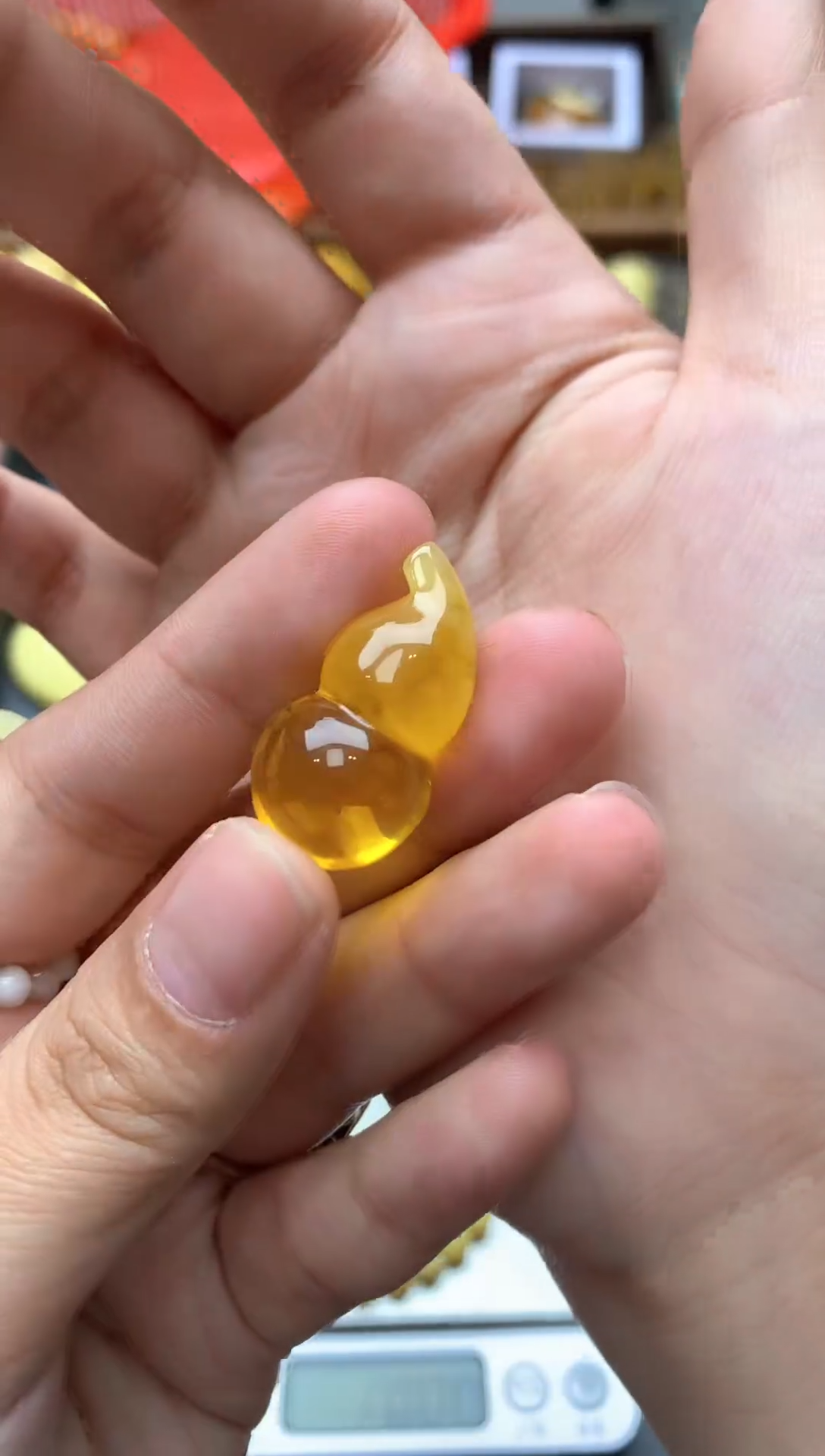 【闪购商品】琥珀珠宝奇石未镶嵌037琥珀蜜蜡微瑕花粉小坑气泡
