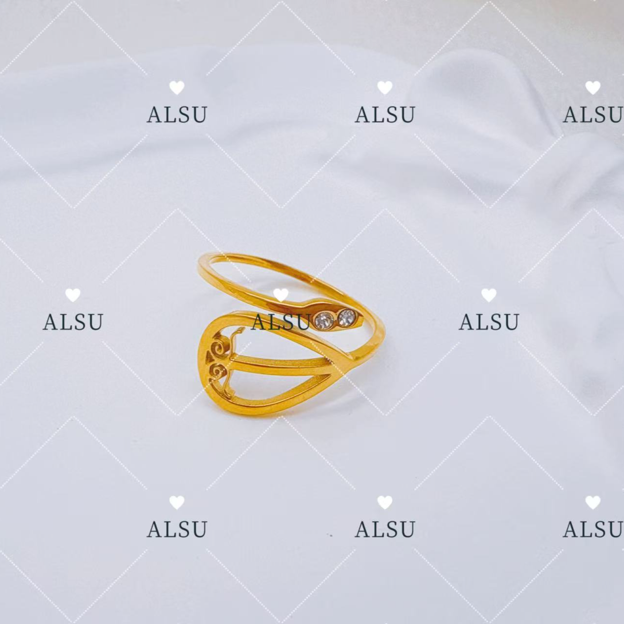 合金锆石戒指 ALSU原创经典冬不拉设计师款戒指简约时尚轻奢气质