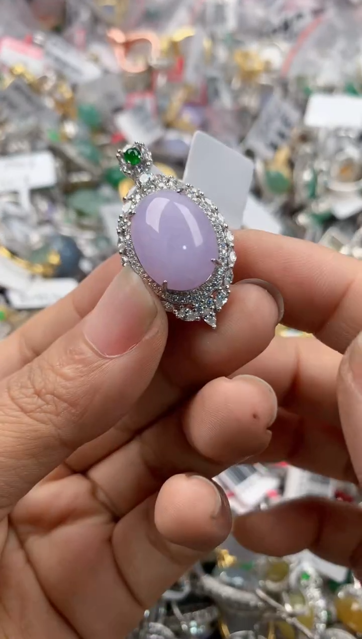 银S925镶嵌戒指翡翠5555---6