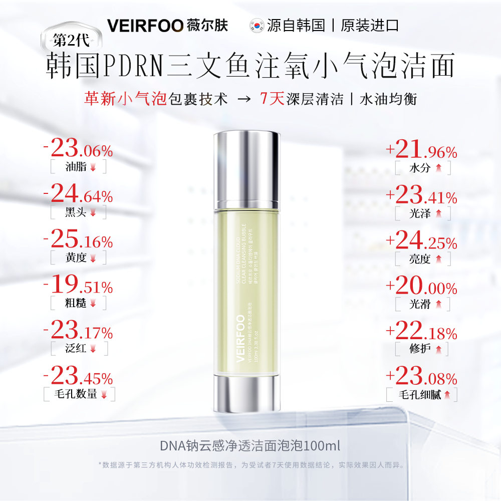韩国VEIRFOO原装进口 DNA钠云感净透洁面泡泡TY