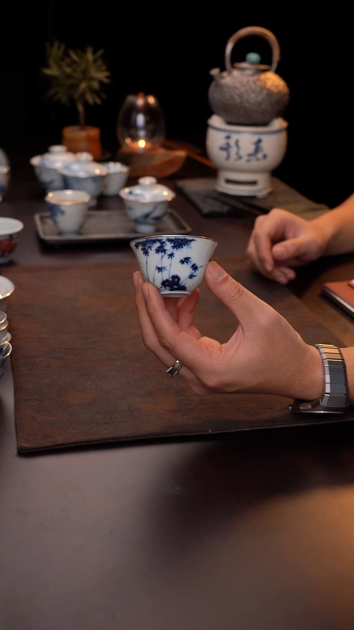 仿明竹影单杯手绘包银口
