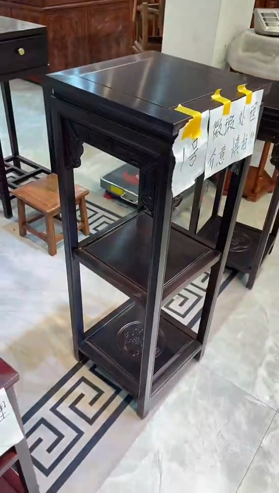 【闪购商品】花梨木类成套家具黑檀色福字花架35*35*100