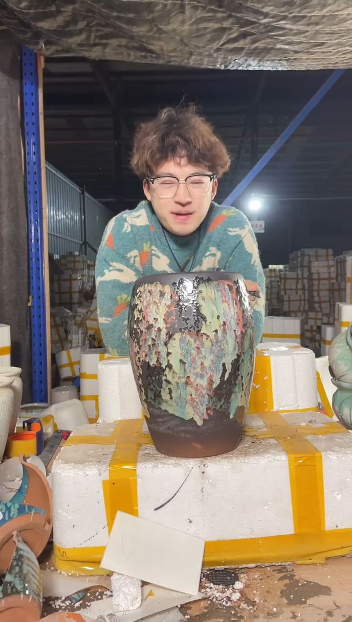 紫砂花盆宜兴紫砂粗陶花盆18*28