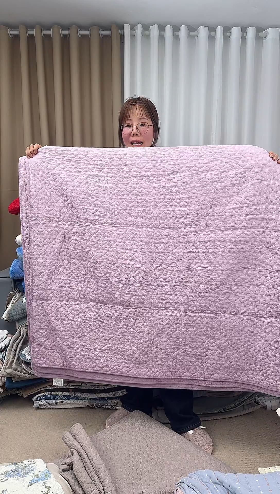 棉200*220紫色纯棉床盖