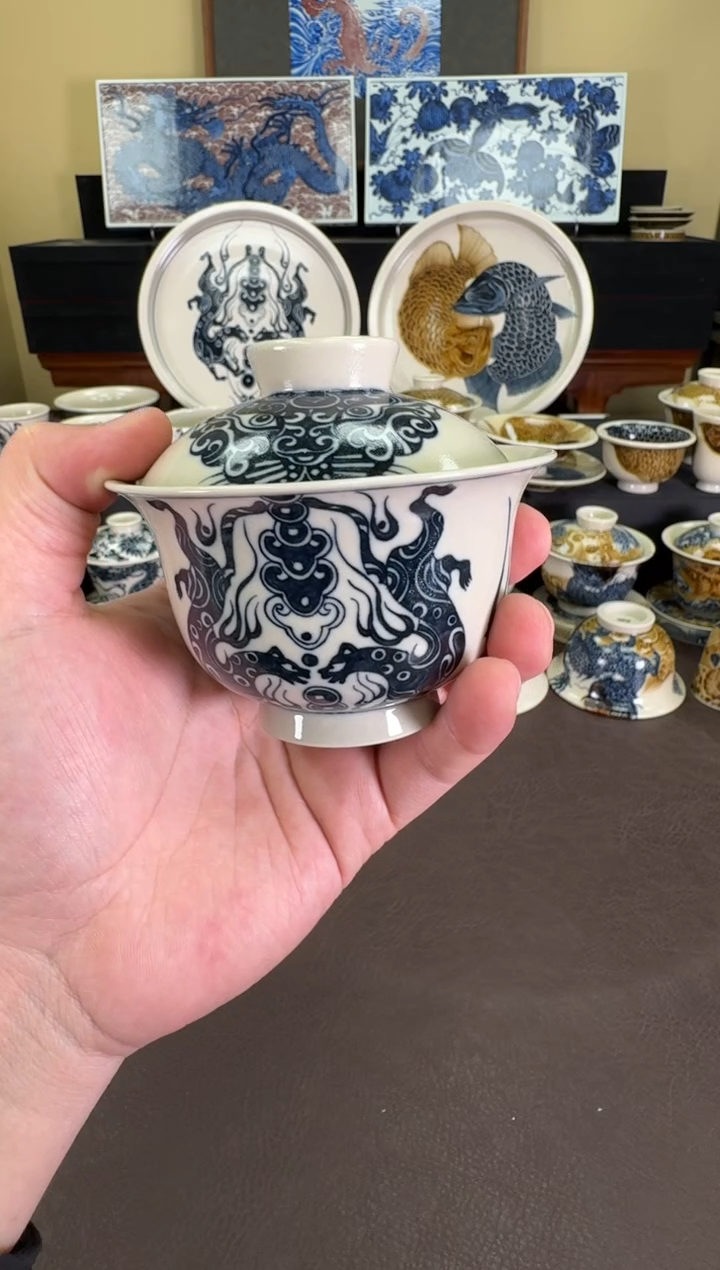 【闪购商品】二号釉金钱豹纹盖碗