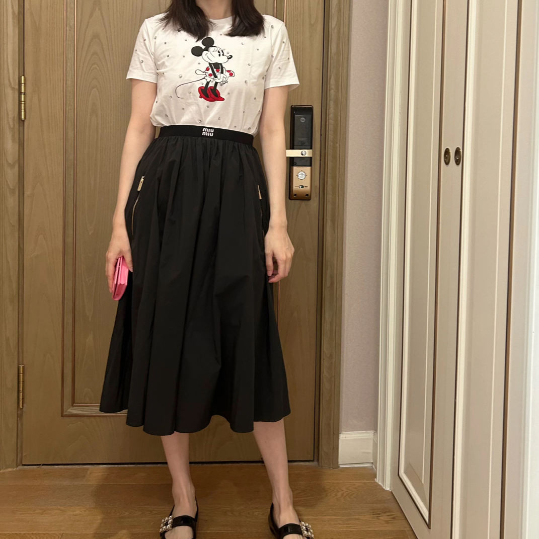 99新 MIU MIU/缪缪  白色 棉 迪斯尼联名 满钻 T桖 P215970145