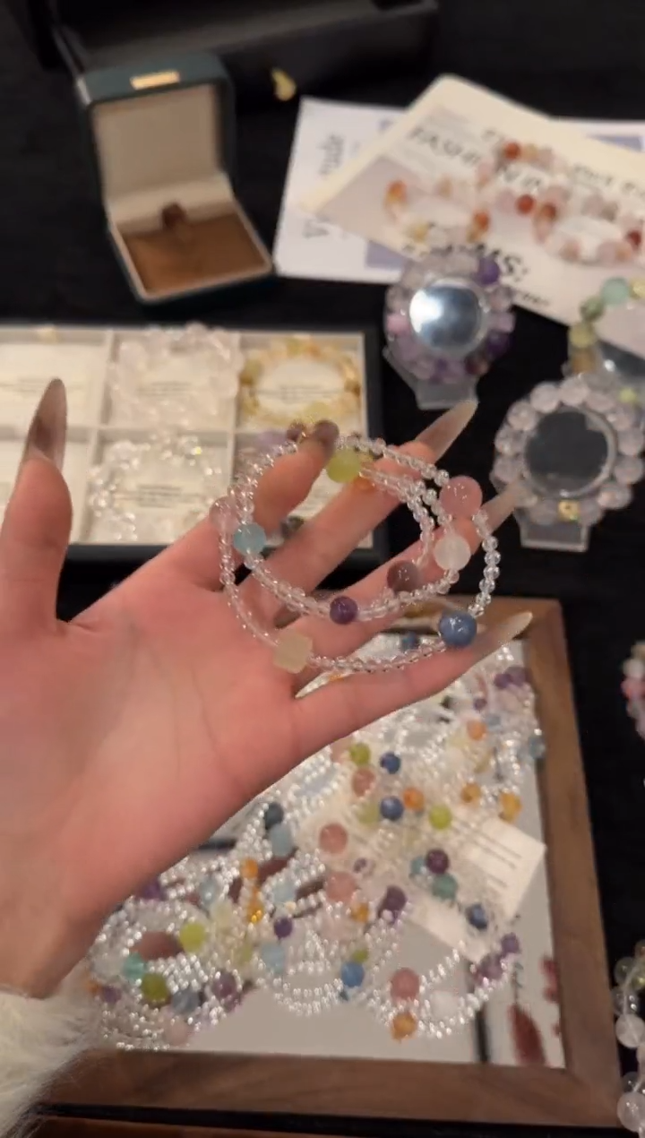 未镶嵌手链水晶白水晶三圈x3372