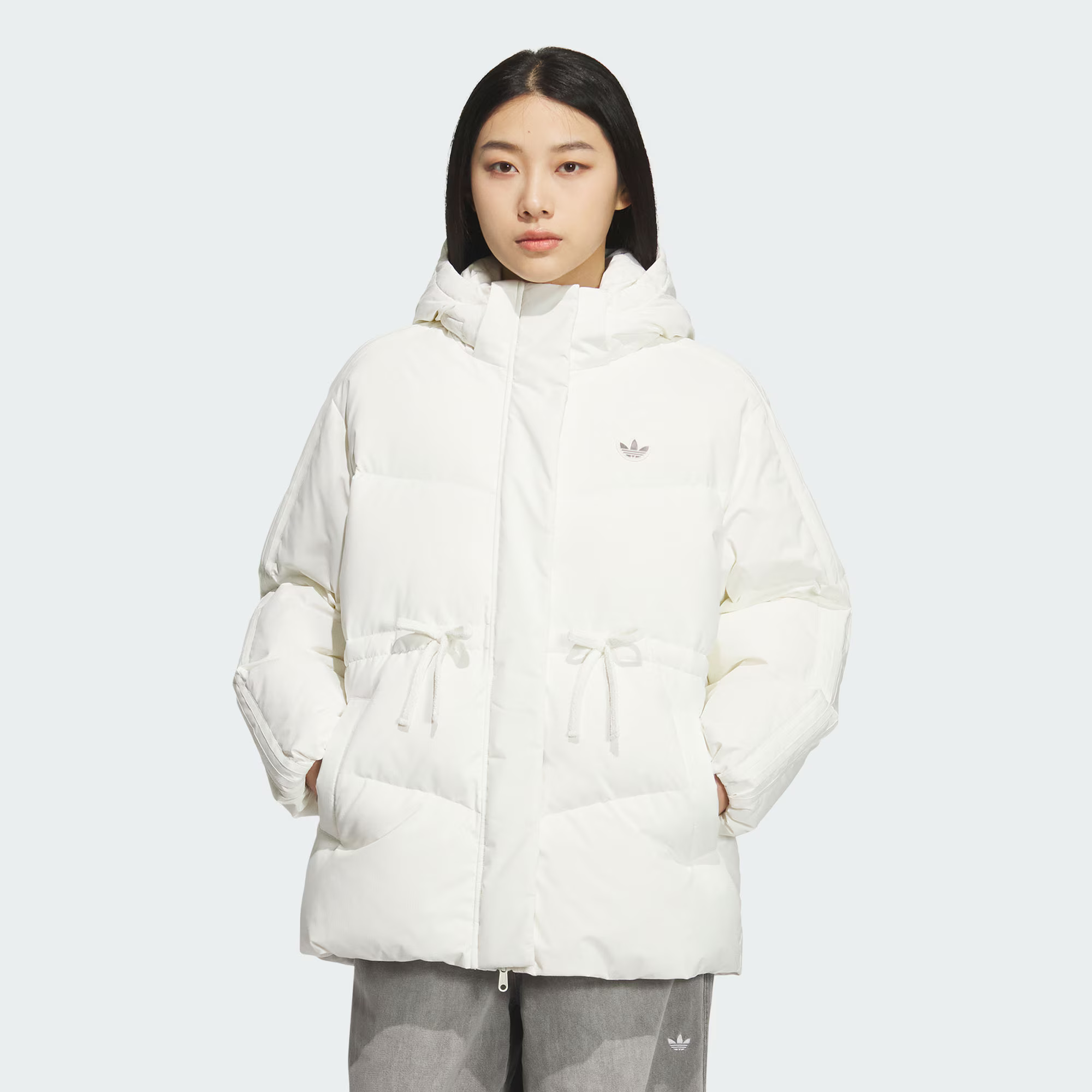 adidas/三叶草冬季新款保暖运动鸭绒连帽羽绒服KF3685