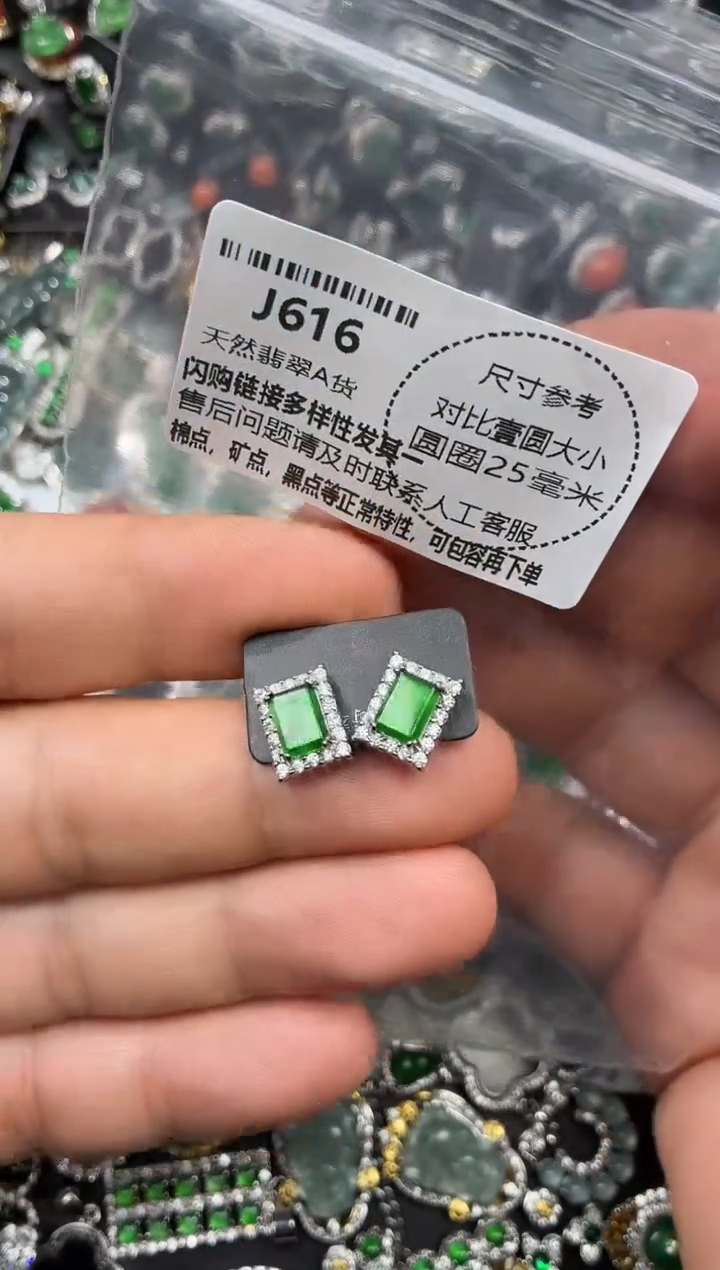 颈饰未镶嵌翡翠J616耳钉