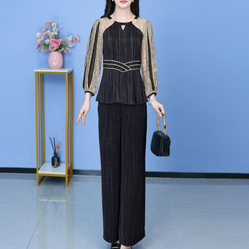 YZ春季2025新款套装裤两件套时尚优雅减龄洋气套装