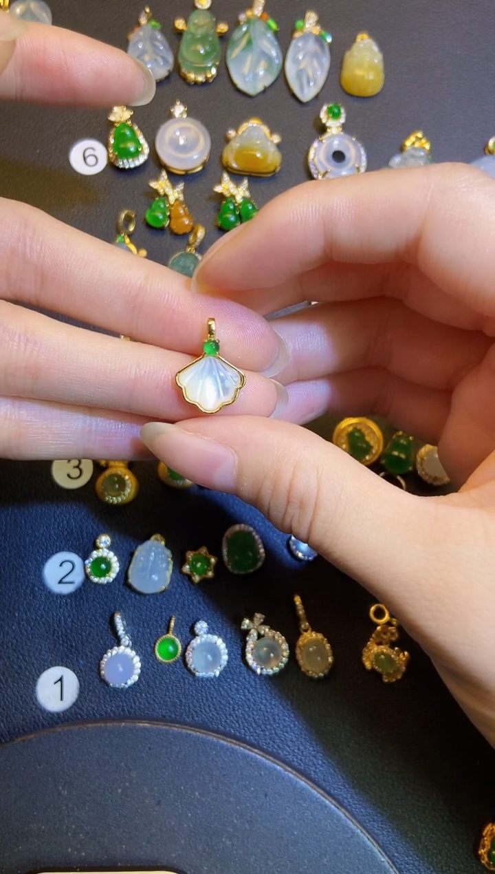 吊坠(不含链)银S925镶嵌翡翠1