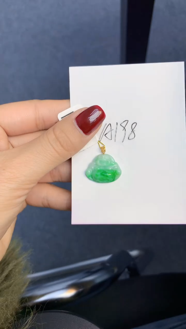 颈饰18K金镶嵌翡翠天然缅甸A货翡翠