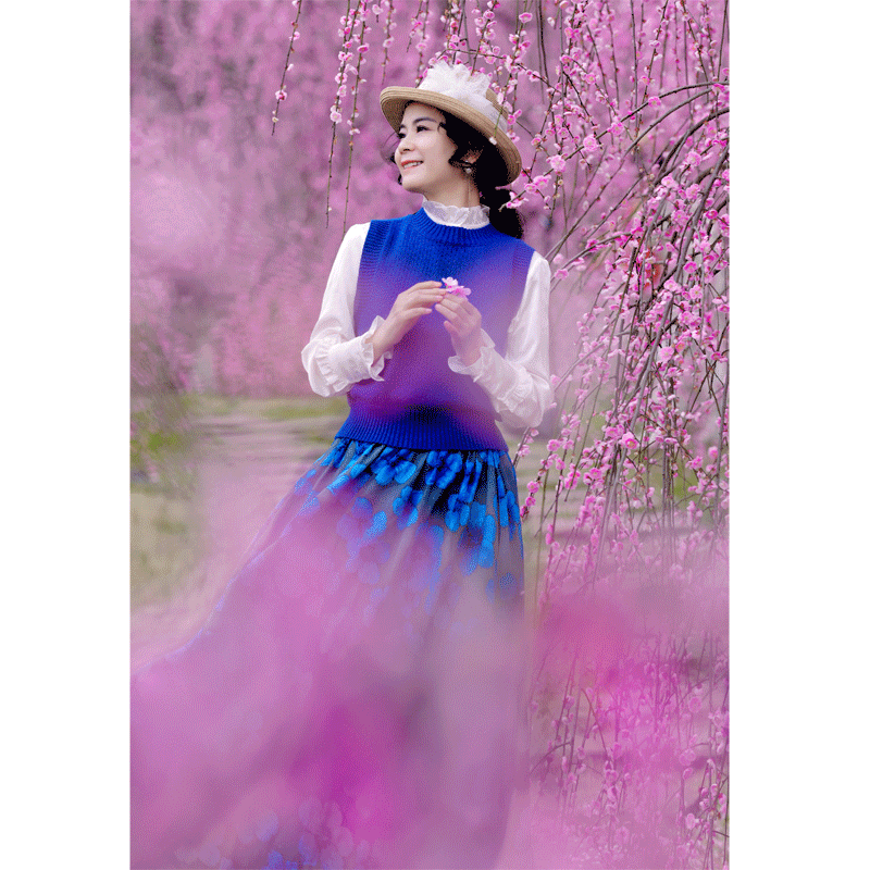 【红姐推荐】棉复古扎染半身裙女秋冬百搭印花中长款高腰大摆裙反季