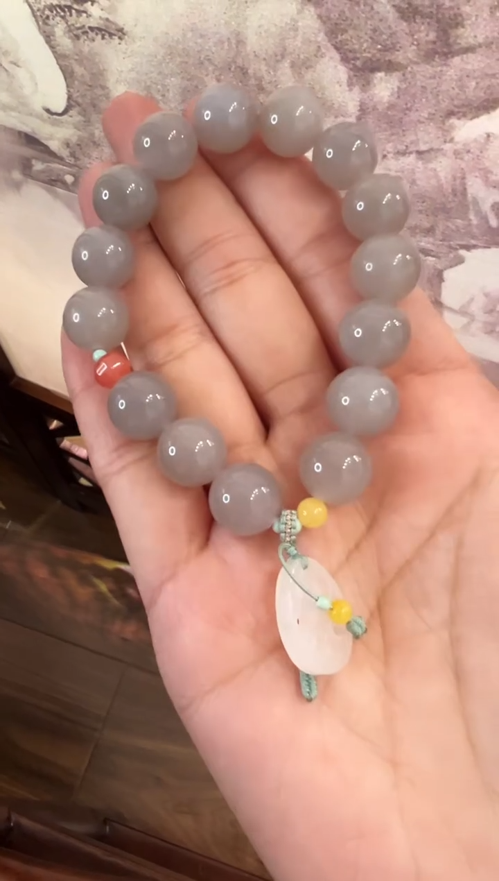 未镶嵌手串和田玉洪*寅烟紫手串