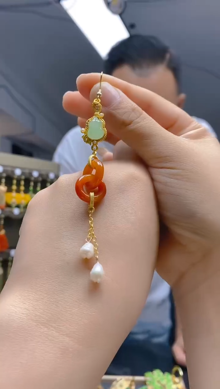 【闪购商品】翡翠耳饰合金0295翡翠耳钩一个