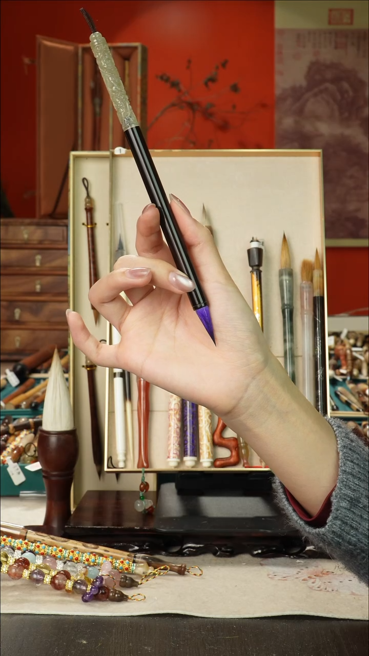 75号闪孤品高货毛笔链接 清水试笔 蘸墨不退