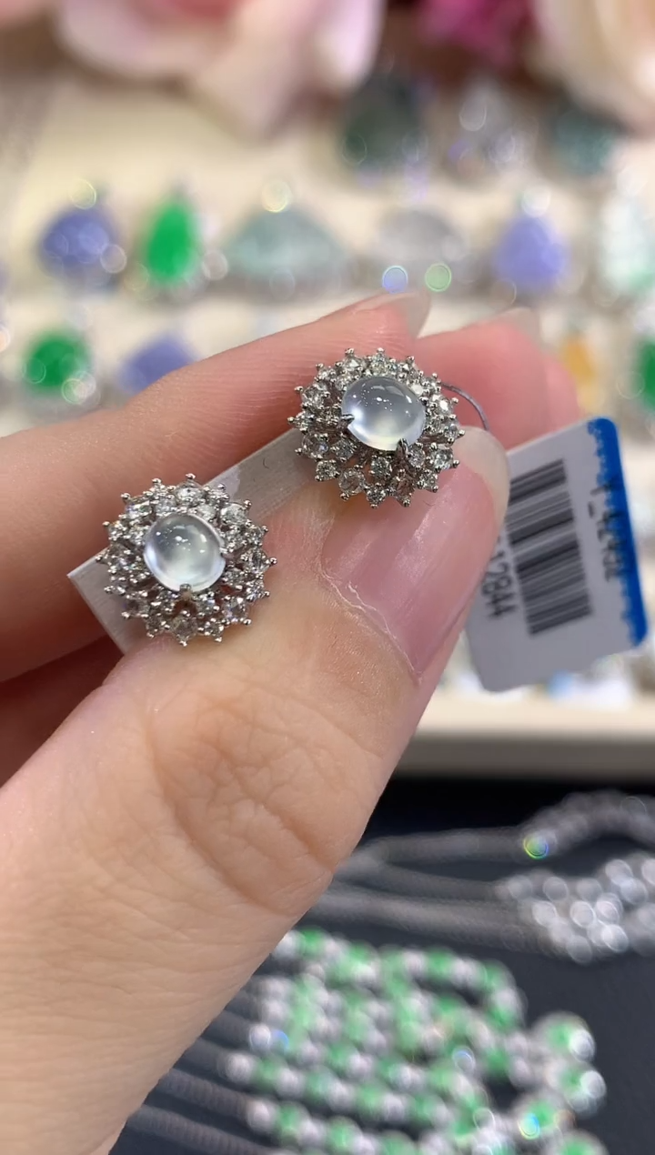 18K金镶嵌翡翠耳饰b170多样性一件发