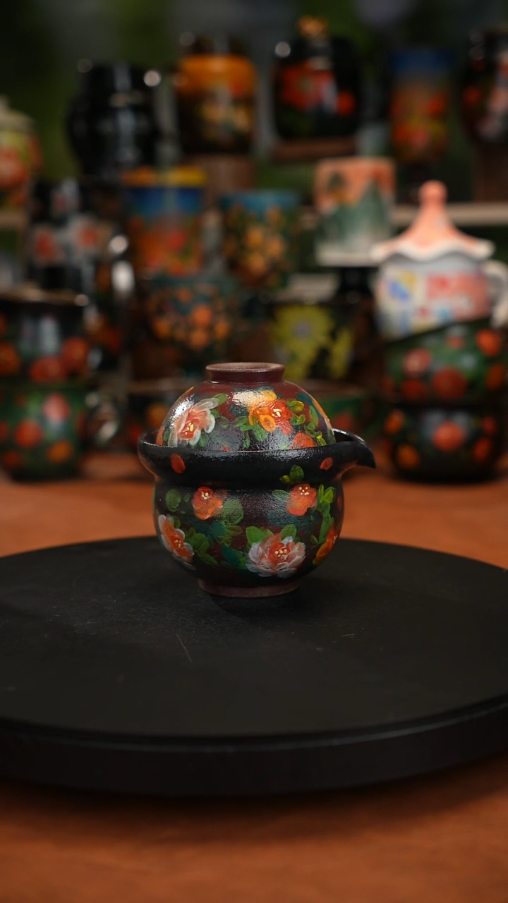 紫砂油画手绘釉下彩