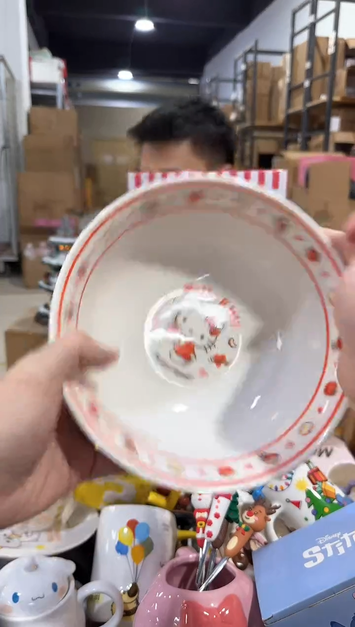 瓷片红色原盒kt猫碗勺套装