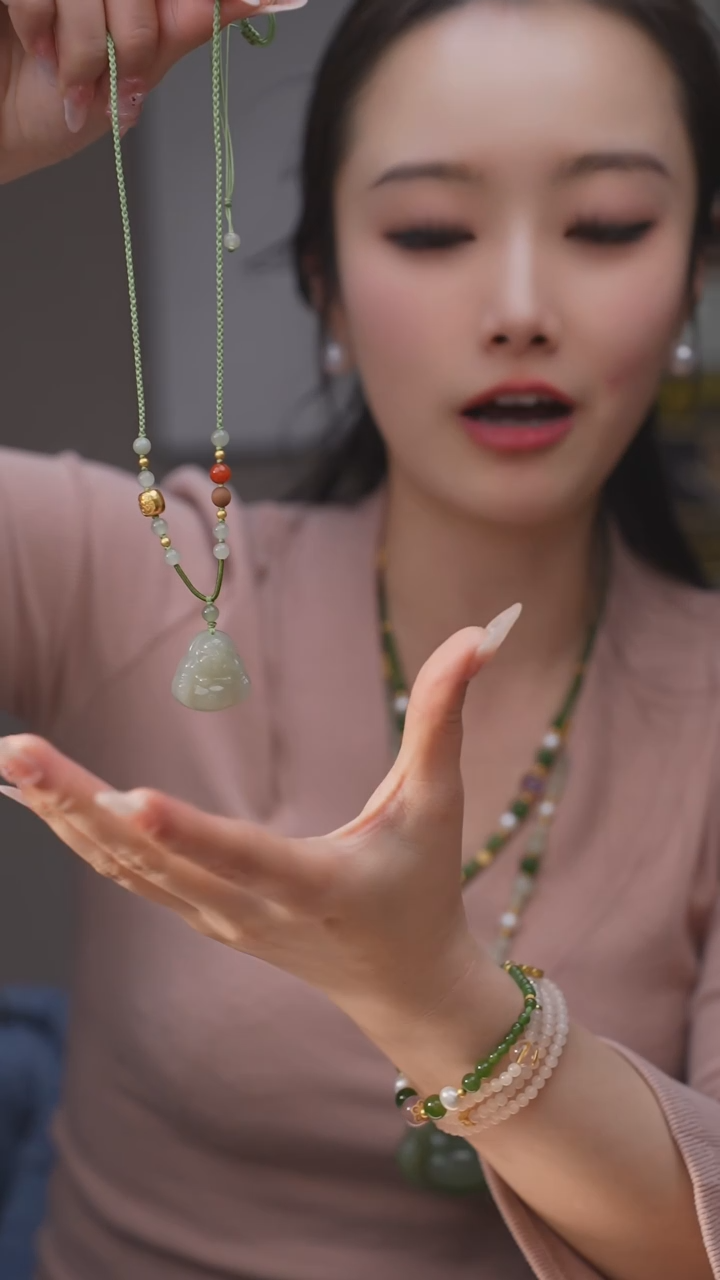 【闪购商品】和田玉颈饰银S925镶嵌佛公