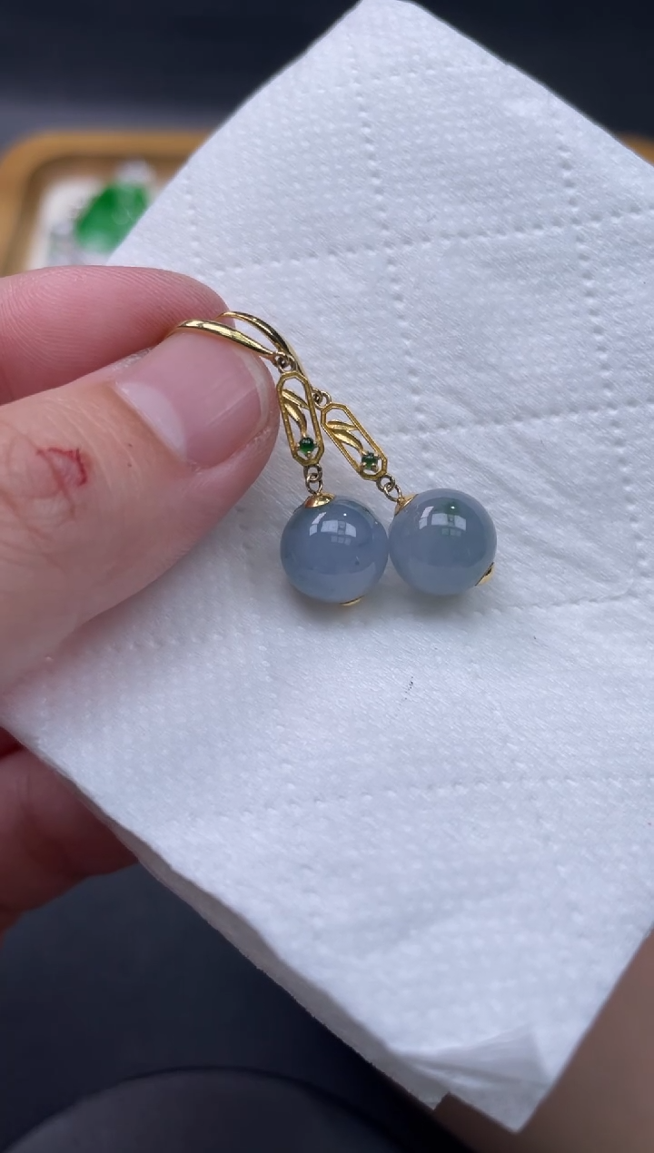 【闪购商品】翡翠耳饰18K金镶嵌20.......