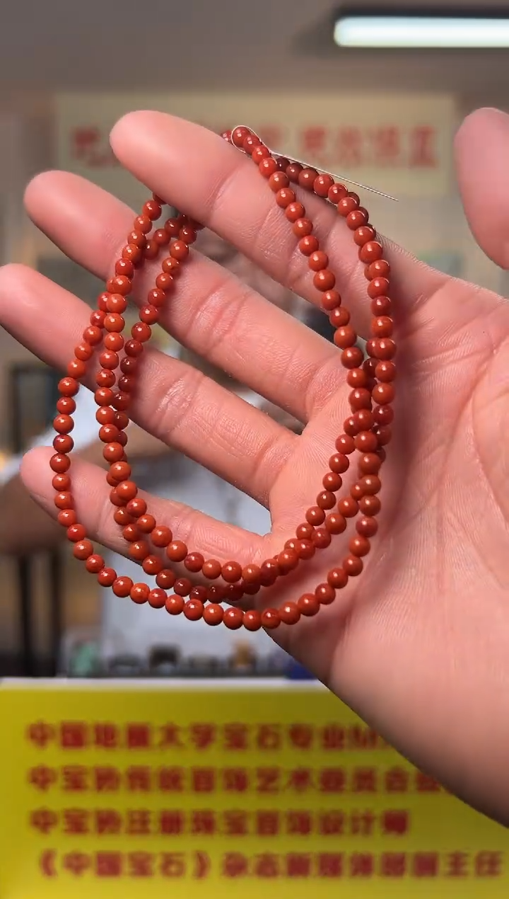 南红玛瑙未镶嵌项链精品南红玛瑙多圈长链4mm