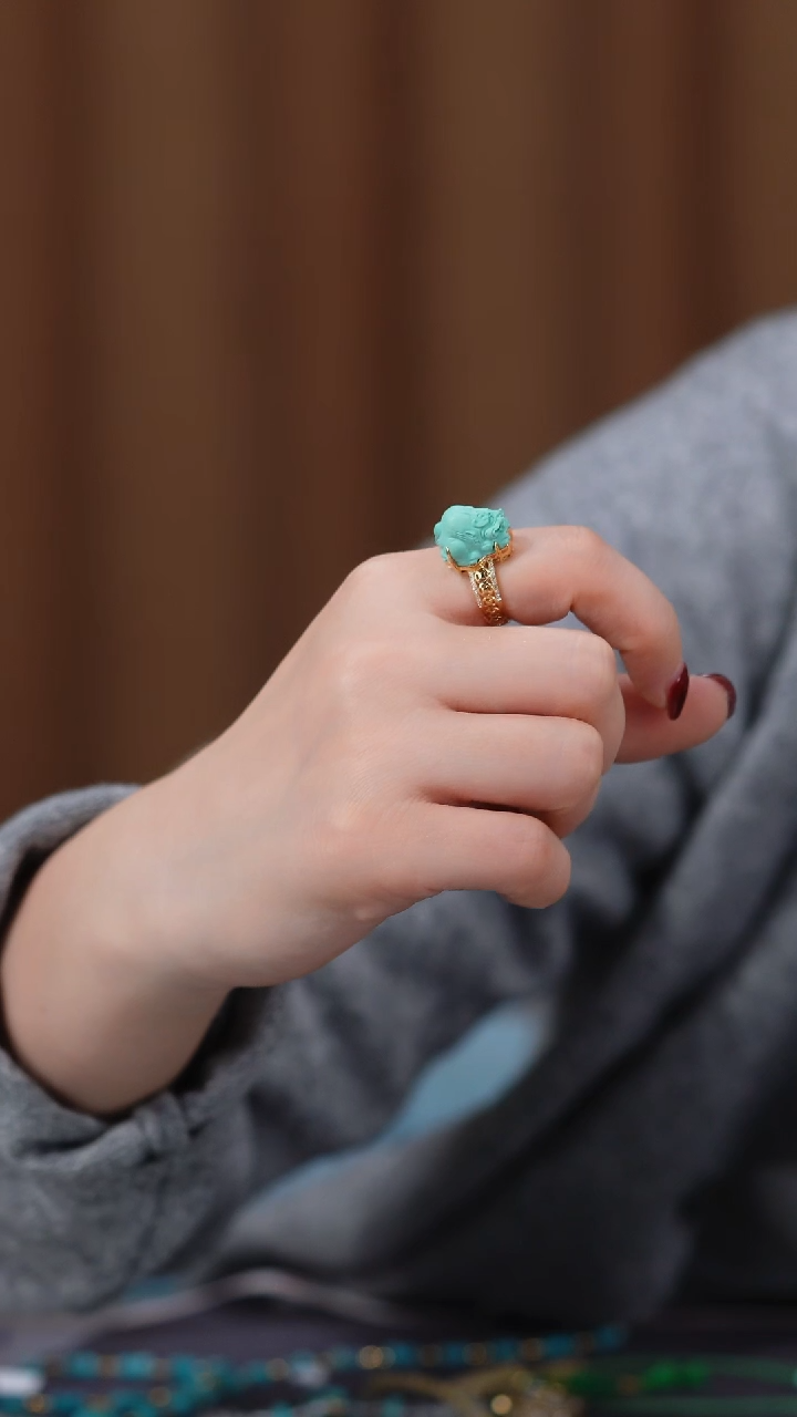 【闪购商品】绿松石戒指18K金镶嵌1